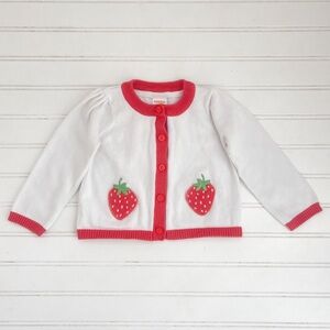 GYMBOREE VGUC Girls Embroidered Appliqué Strawberry Cardigan Sweater